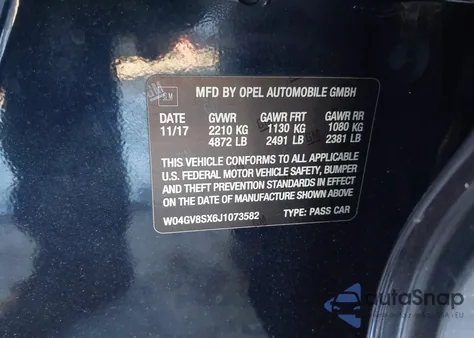 2018 Buick Regal Tourx Essence z USA, uszkodzony, nr VIN W04GV8SX6J1073582